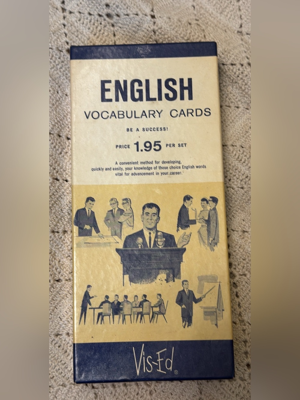 VINTAGE MCM 1950’s VIS-ED ENGLISH VOCABULARY FLASH CARD BOX SET.